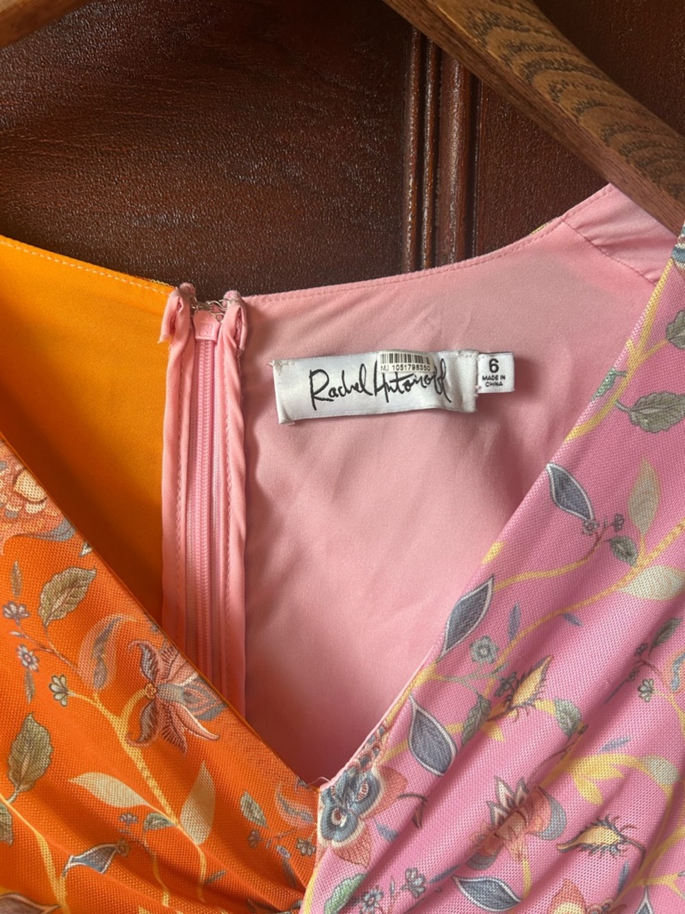 Anthropologie x Rachel Antonoff Olivia Dress - Two-Tone Floral Midi Pink&Orange - Picture 6 of 10
